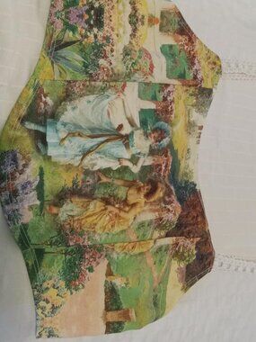 Pretty camisole top redesigned with lace straps, beautiful printed image